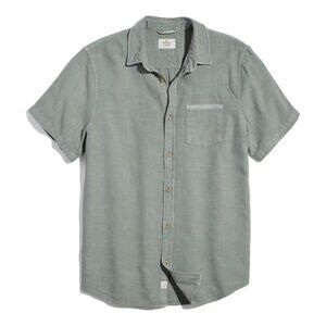 New Marine Layer Men Selvage Cotton Faded Olive Short Sleeve Shirt Szie S